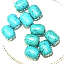 Turquoise Barrel Beads Lot Of 10