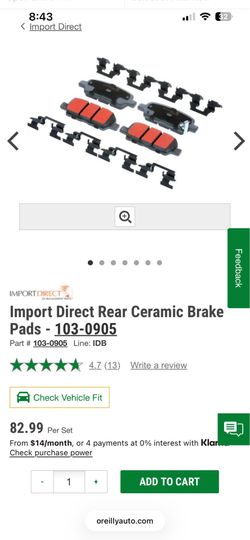 New Infiniti Suzuki Nissan Rear brake pad set