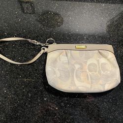 Coach Wristlet Purse Small Gray Pink Peach Cream