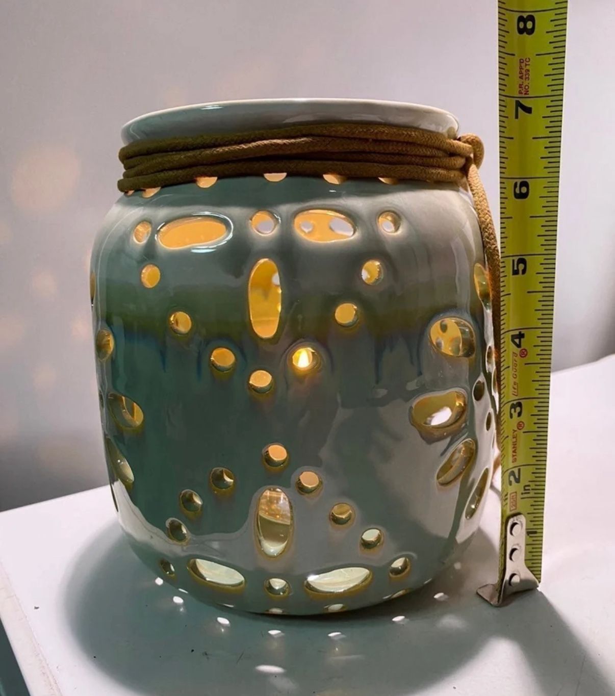 Gorgeous ceramic Glazed Orchid Pot /Planter. can be used as a candle holder with see through holes.