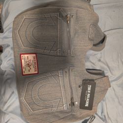 True Religion Women's Horseshoe Stitch Denim Satchel 