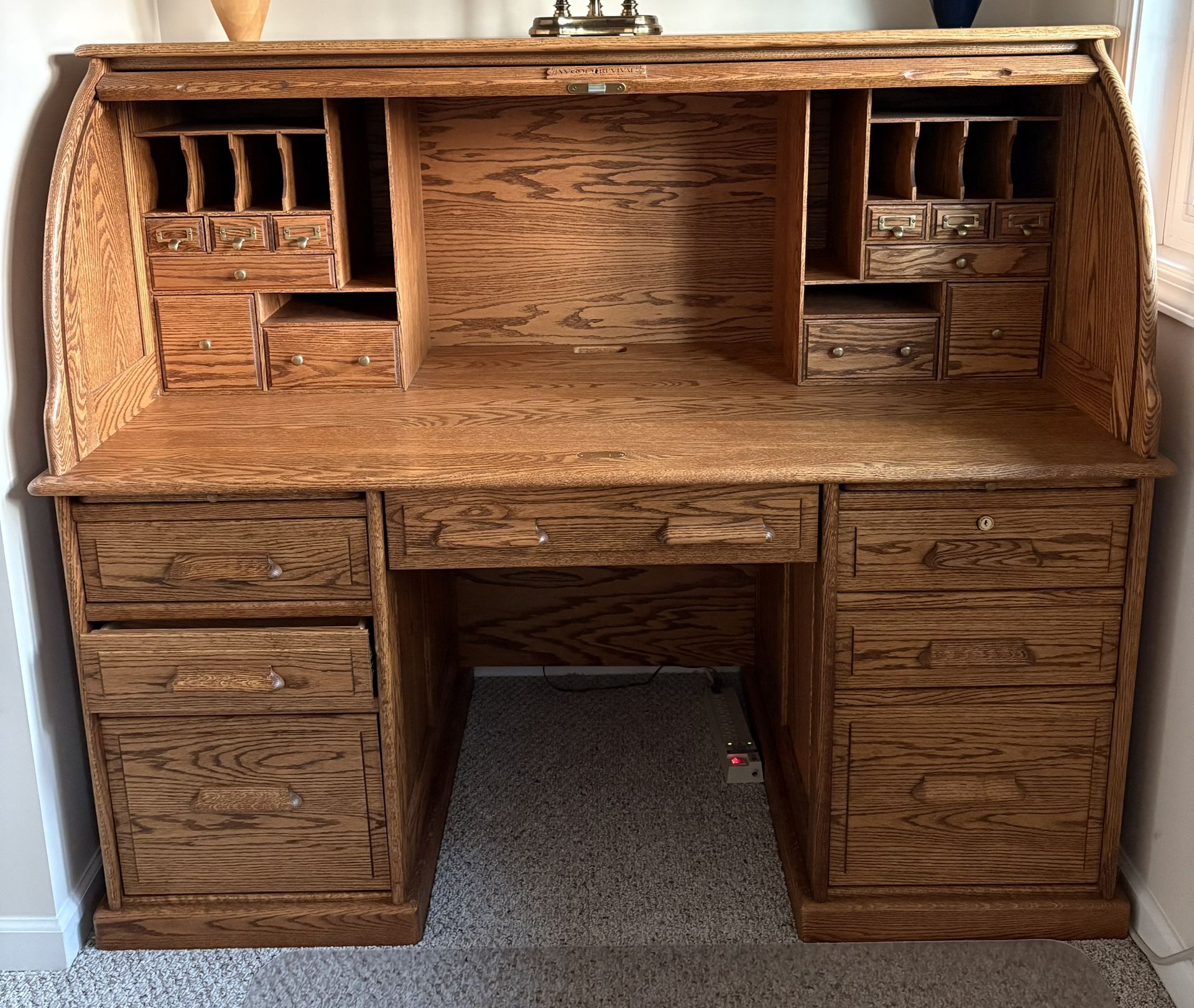 Oak roll top desk