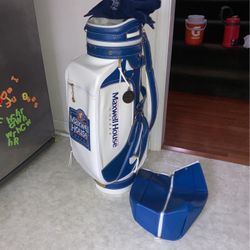 Belding Sports Maxwell House Coffee Leather, Golf Bag, Towel, Rain Cover