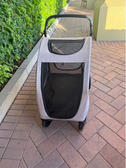 Wedyvko One Click Medium Large Pet Multiple Small Dog Stroller Coffee 120 LB MAX Weight