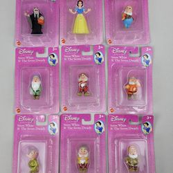 VTG Disney Princess Snow White & The Seven Dwarfs Figures 2001 Mattel - Set of 9