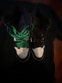 High-Top Sneakers Black White Green Laces
