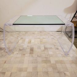 Clear Acrylic Desk with Inset Glass Top