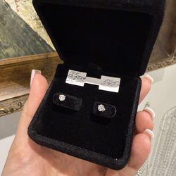 14K Live Gold Natural Diamonds Martini Setting Stud Earrings