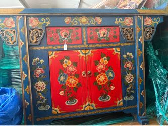 Hand-painted Tibetan sideboard cabinet