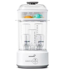 Grownsy Compact Baby Bottle Sterilizer and Dryer with Fast Sanitization Time Saving, Holds 5 Bottles & Pump Parts, 3 Modular Modes, Easy Operation, St