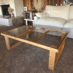 Glass And Wood Coffee Table 