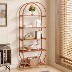Tribesigns Bookshelf 5-Tier Arched Bookcase, 70.8" Tall Modern Open Book Shelves, Storage Shelves with Metal Frame, Freestanding Display Rack for Livi
