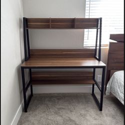 Desk With Attached Shelves
