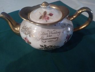 English Tea Pot written 50Th Anniversary. 