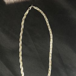 Two Tone Sterling Silver Woven Link Necklace 
