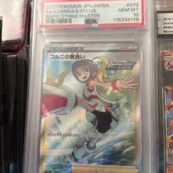 Japanese Korrina's Focus 079/070 SR Rapid Strike Master Pokemon Card Psa 10