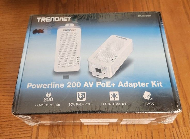 TRENDnet Powerline 200 AV PoE+ Adapter Kit Model TPL-331EP2K Brand New Sealed
