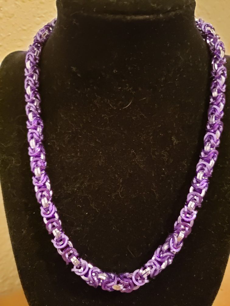 Royal Purple and Silver Chainmaille Collar Necklace