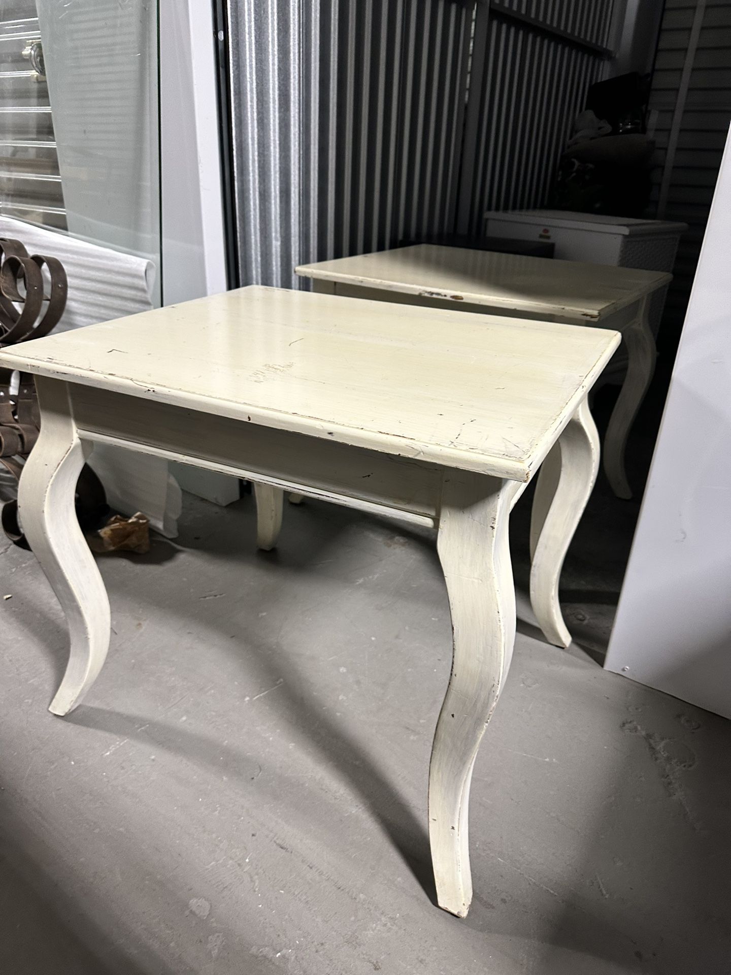 Solid Wood Off-White End Tables 25x18