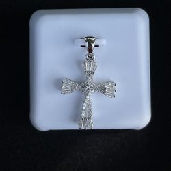 Silver + Moissanite Cross Pendant 