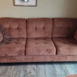 Couch, 2 Large Ottomans, Pillows
