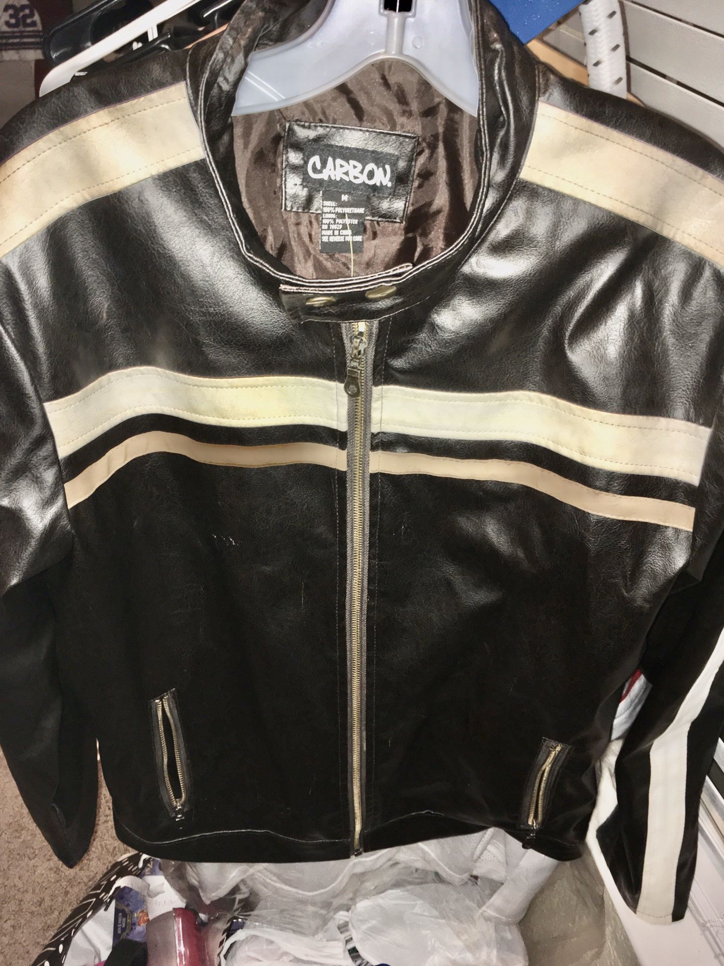 Carbon adult medium leather bomber jacket