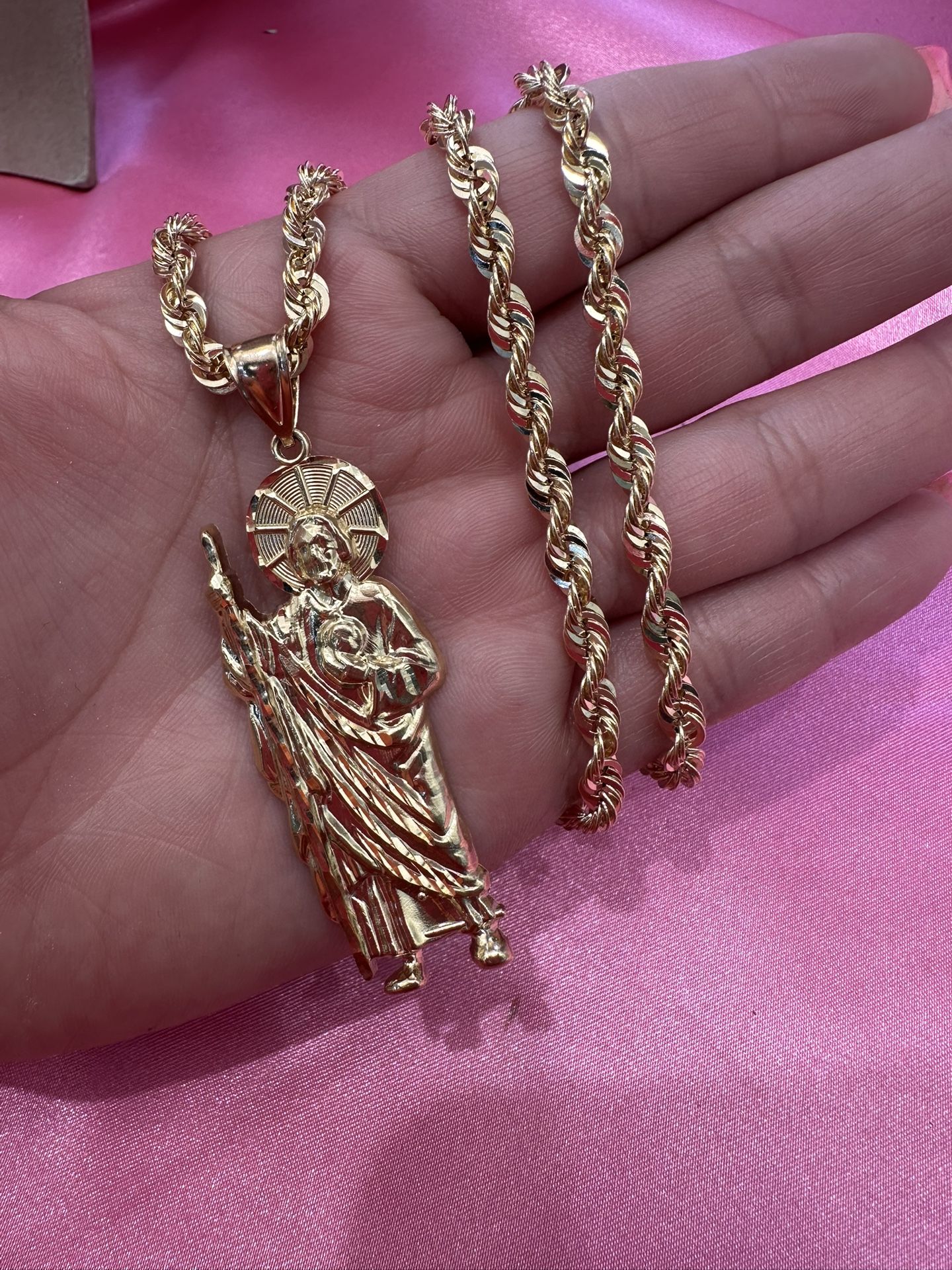 14k 5mm Rope Chain W Gold San Judas