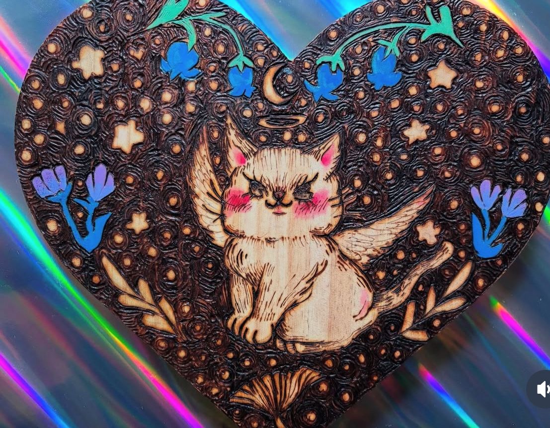 Wood burned Cat