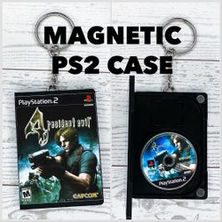 Resident Evil 4 Mini PS2 Game Case Keychain Magnetic Opening Functional Disc