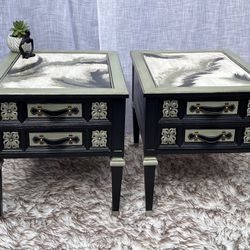 End tables or Nightstands Set Hand Painted