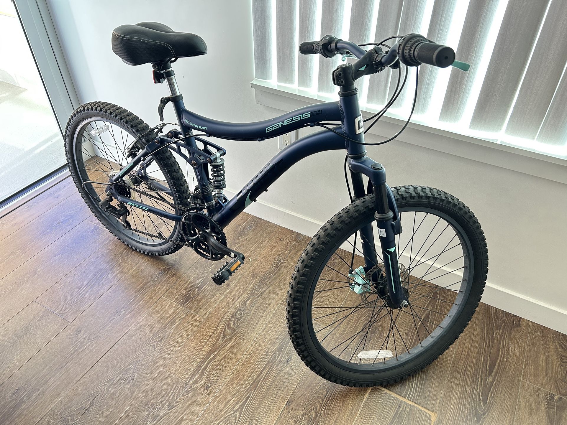 Genesis 24 Bella Vista Full Suspension Mountain Bike Blue for