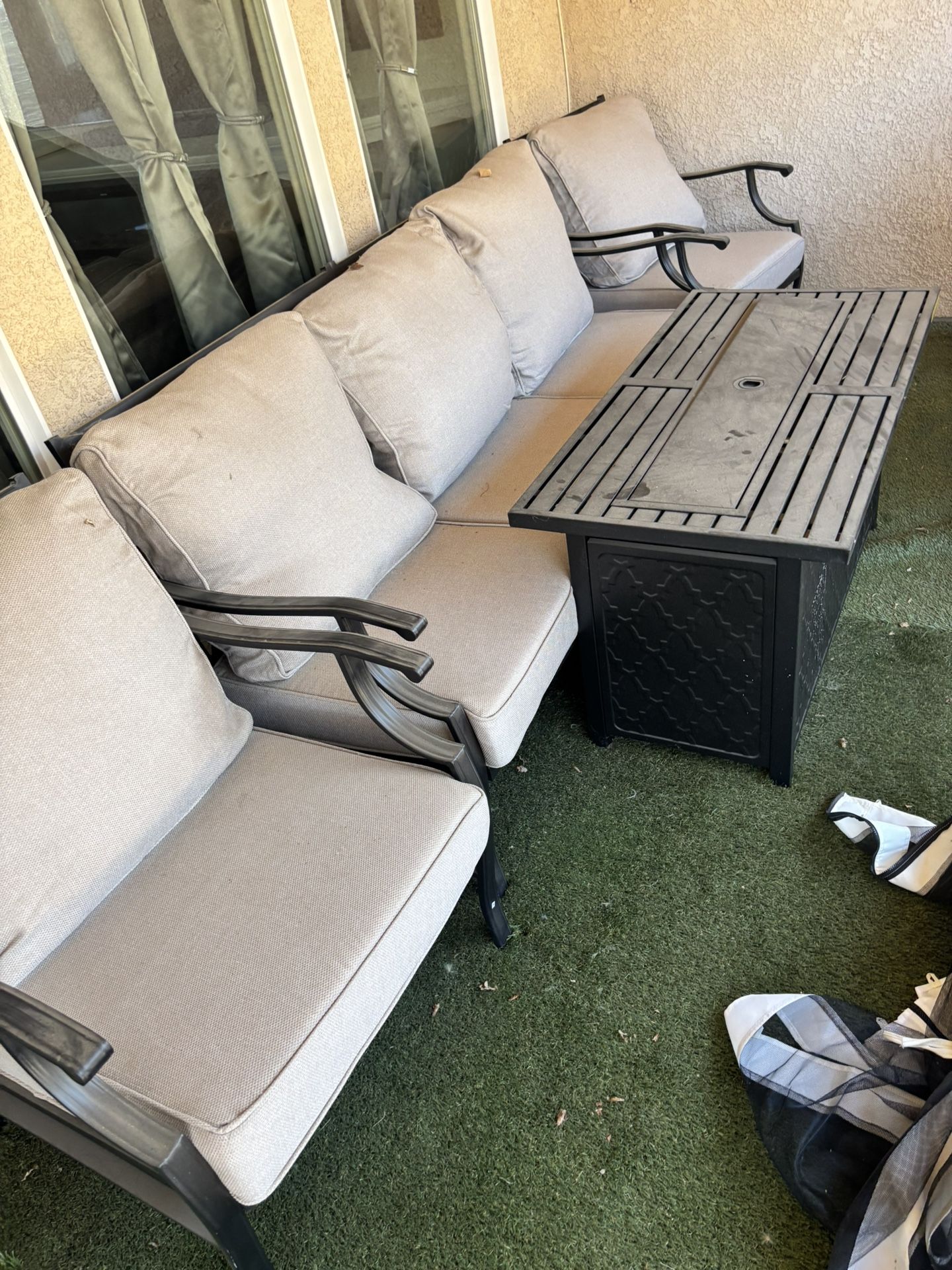 Patio Set With Fire Pit