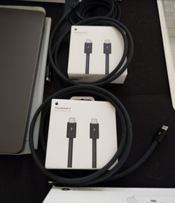 Two-Pack Apple Thunderbolt 4 USB-C Pro Cables 1.0m Black Like New Original with Boxes High Speed Data Transfer Video Output