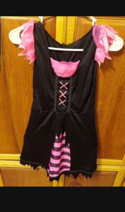 Witch black and pink Holloween Costume Child Medium 7-8 Witch Pink Sb1