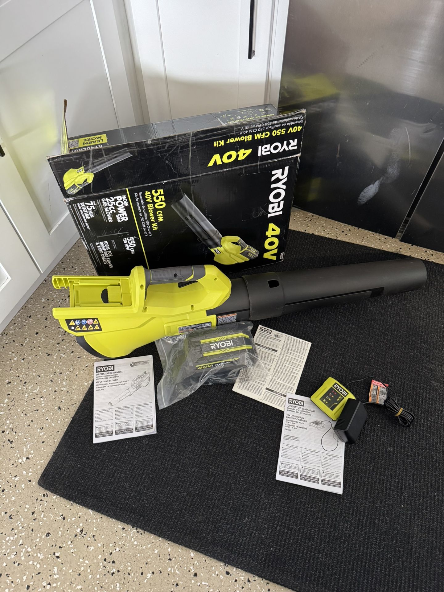 40V 120 MPH 550 CFM Cordless Battery Leaf Blower Kit