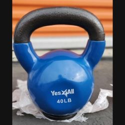 Yes4All 40lbs Rubber Base Kettlebells Vinyl Coated Cast Iron 