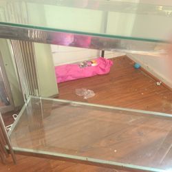 Glass And Chrome 3 PC  Coffee Livingroom Table Set