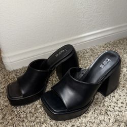 Black Heels Mules