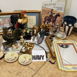 Lot of Misc Stuff - Western - Roosters - Figurines - Picture Frames - Mirror - $10 for all of it