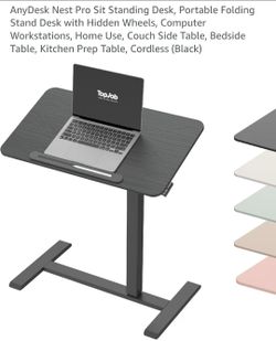 AnyDesk Nest Pro Sit Standing Desk, Portable Folding Stand Desk with Hidden Wheels, Computer Workstations, Home Use, Couch Side Table, Bedside Table, 