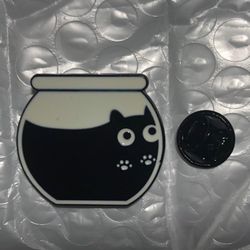 Black Cat In A Fishbowl Enamel Pin 