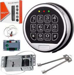 Gun Safe Lock Replacement Electronic Safe Lock with Solenoid Lock & 2 Override Keys, Chrome Keypad High Security Fireproof Safe Box