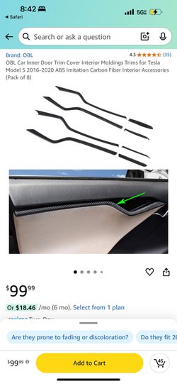 Tesla Model S Carbon Fiber Door Trim