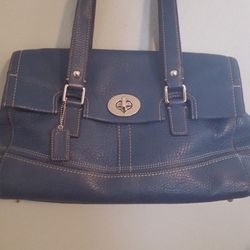 Coach Purse handbag. Blue Leather  Hand Bag. 