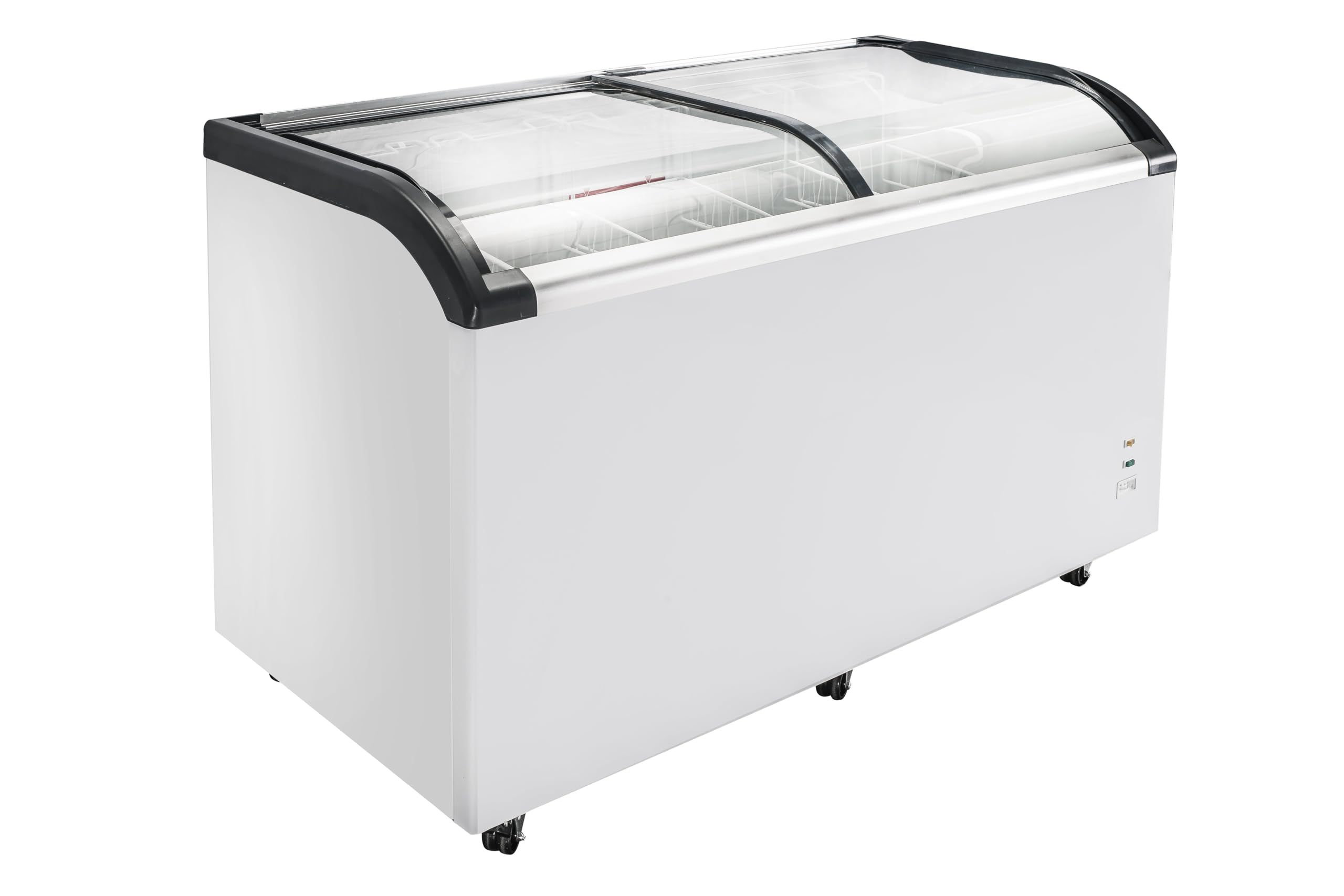 NEW Ice Cream Freezer Display Case - Chest Freezer Mobile Glass Top 19.25 Cu. Ft. Used in Ice Cream Shops, Stores, Restaurants and Food Stores.