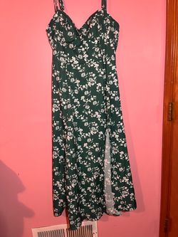 Green Floral Midi Slip Dress