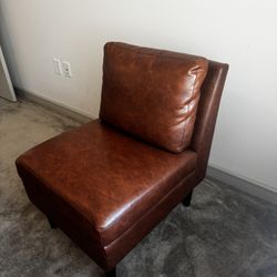 Faux Leather - Caramel Slipper Chair 