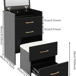 🥨3 in 1 Small Vanity Desk with Flip Top Mirror, Small Make Up Vanity Set with Visible Glass Desktop & 3 Drawers, Versatile Dressing Table for Bedroom