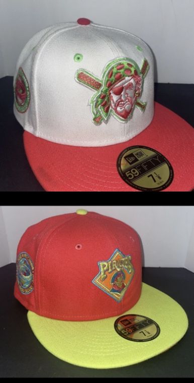 7 1/8 New Era Rivers Stadium Strawberry Hat Cap & pirates lava