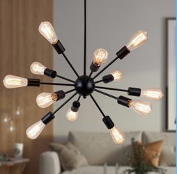 12-Light Black Farmhouse Sputnik Chandeliers with 12 Light Bulbs -‼️PACKAGE DEAL‼️